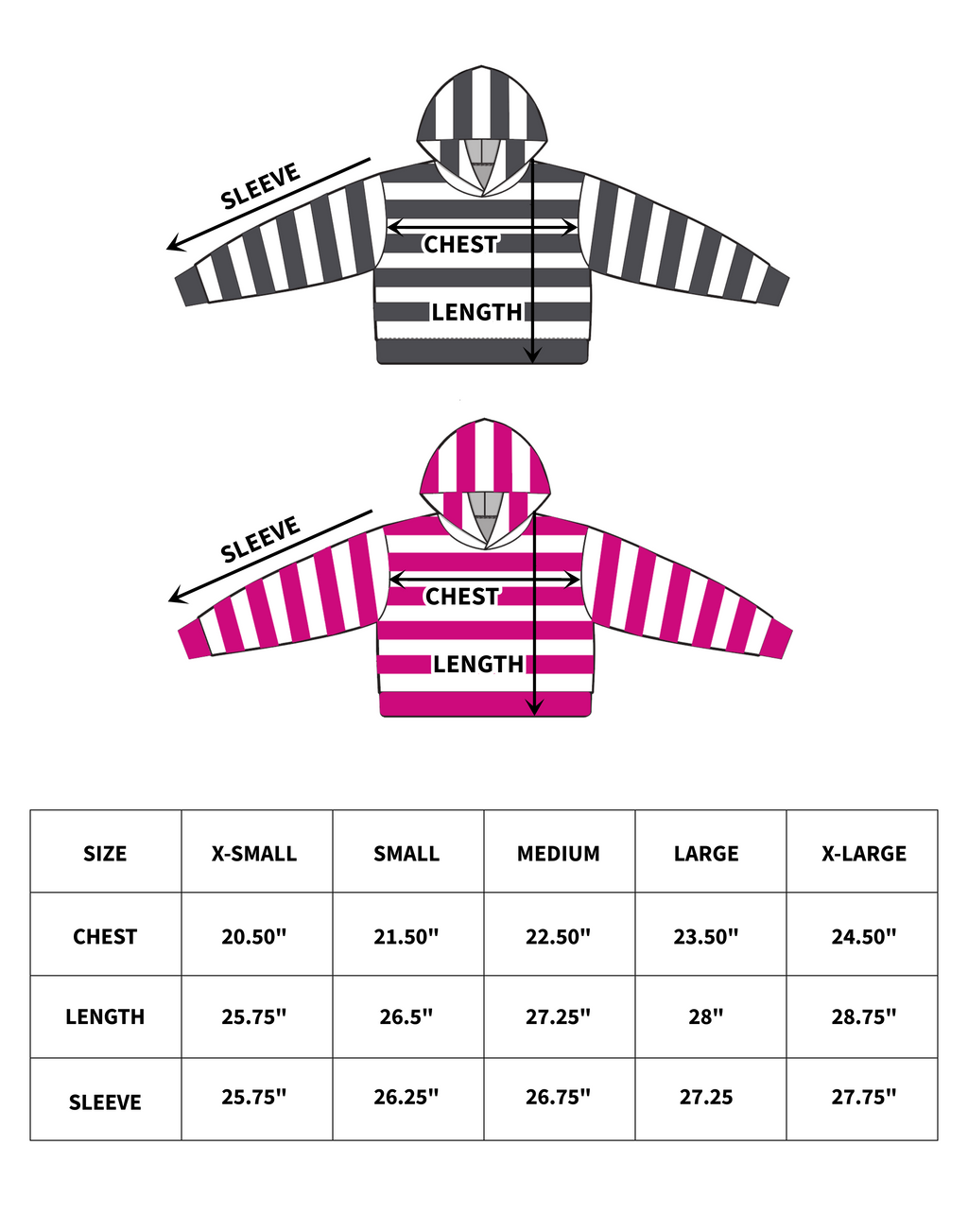 "Skull" Striped Hoodie (Magenta)