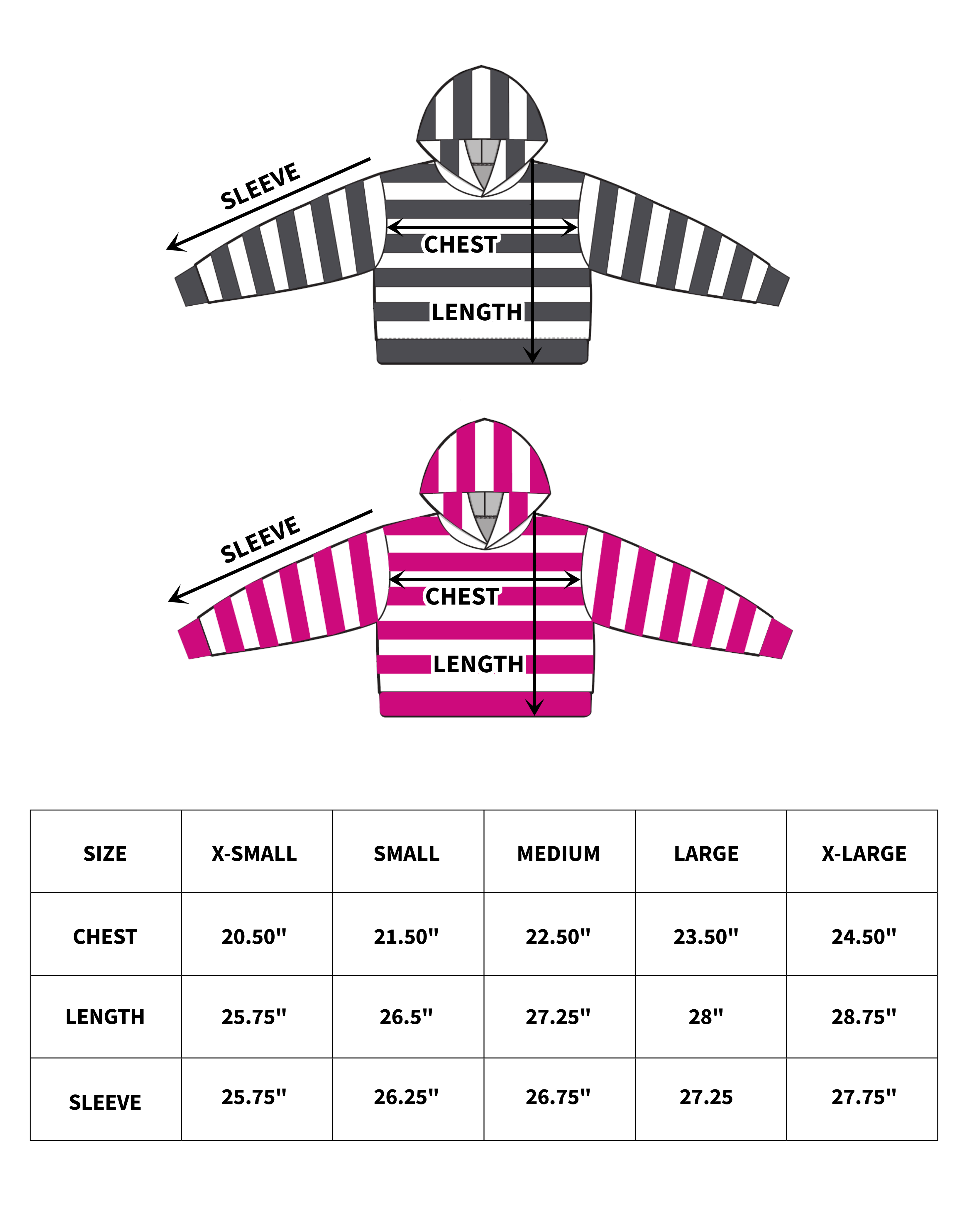 "Skull" Striped Hoodie (Black)