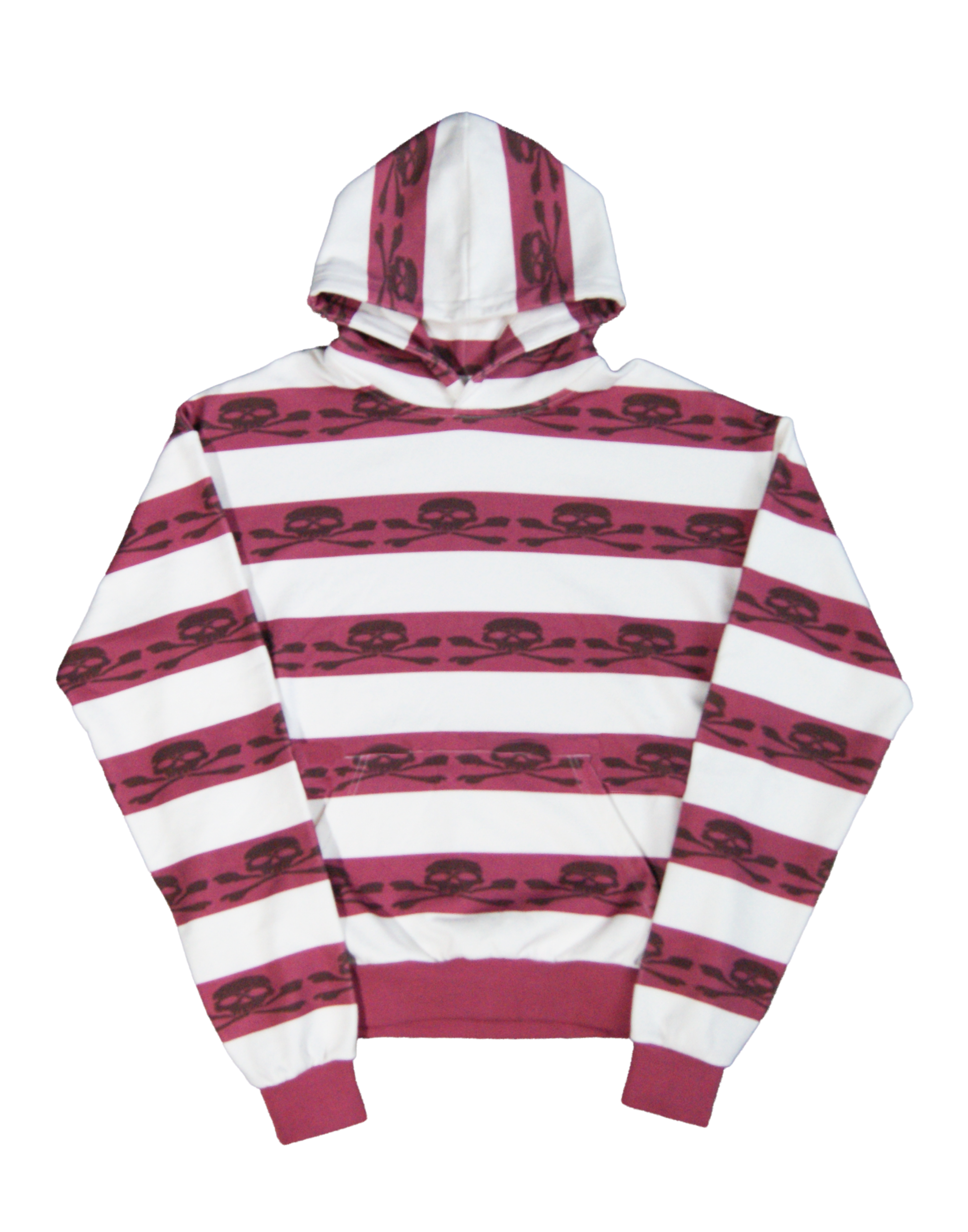 "Skull" Striped Hoodie (Magenta)